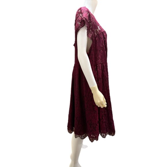 Torrid Women’s 22 Wine Lace Lined Flutter Sleeve Dress Holiday - Picture 5 of 7